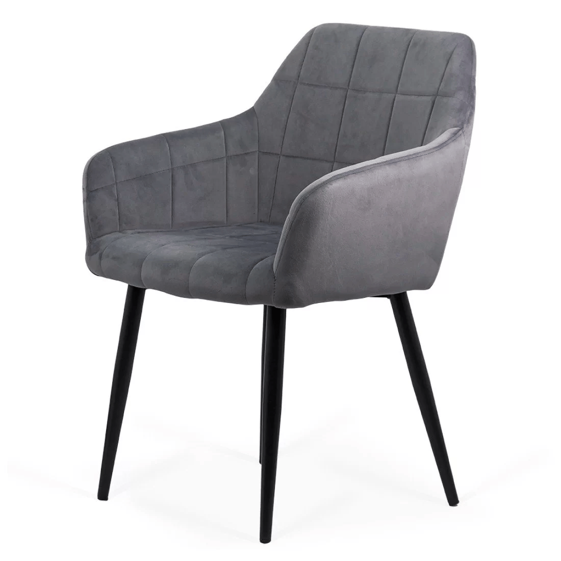 Scaun catifea gri picioare metalice BUC260 Checkers