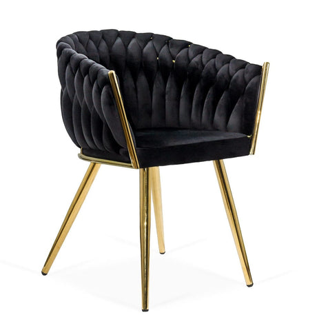 Scaun catifea impletita cadru auriu BUC261 Empire NEGRU