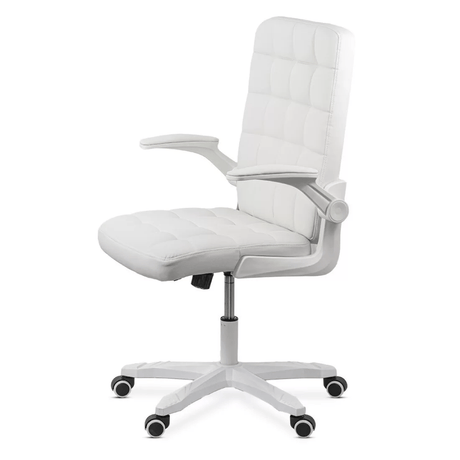 Scaun de birou cadru alb piele alba brate rabatabile OFF332 Unibreeze