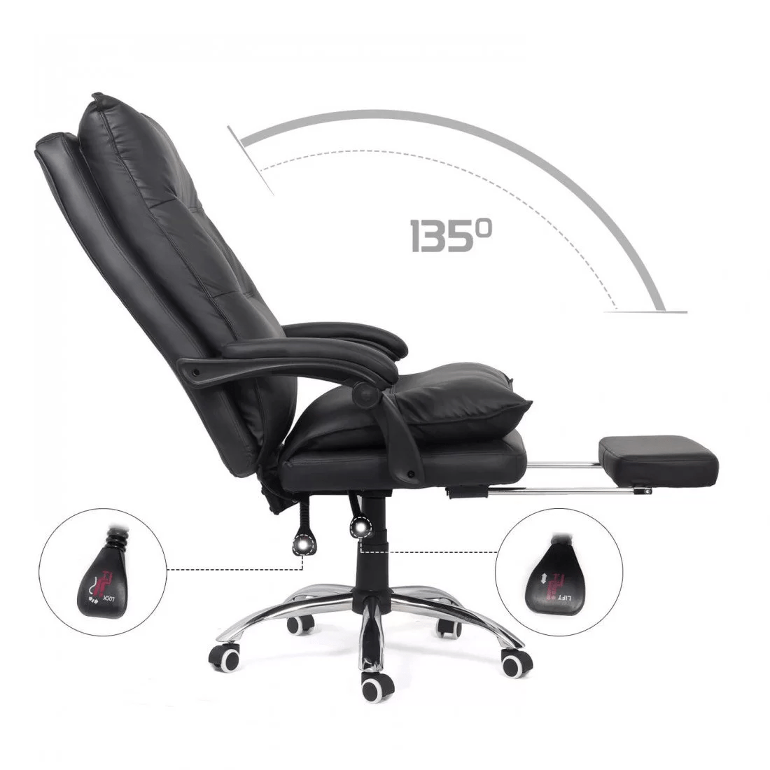 Scaun de birou extensibil reclinabil 135 grade piele OFF419 Ocean Sail