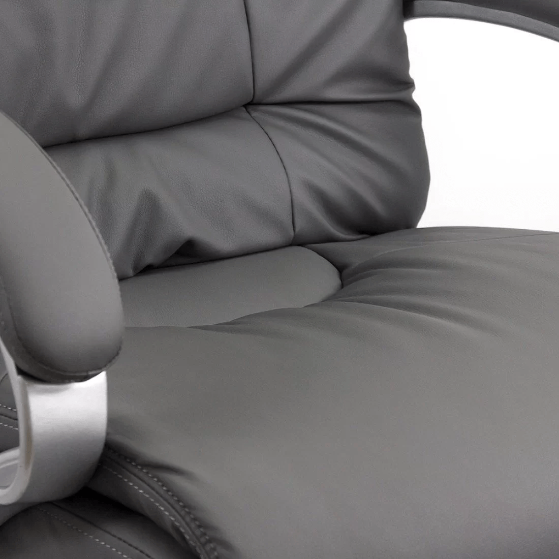 Scaun directorial gri piele ecologica mecanism balans semi-syncro rezistent 150kg OFF315 Majestic Moon