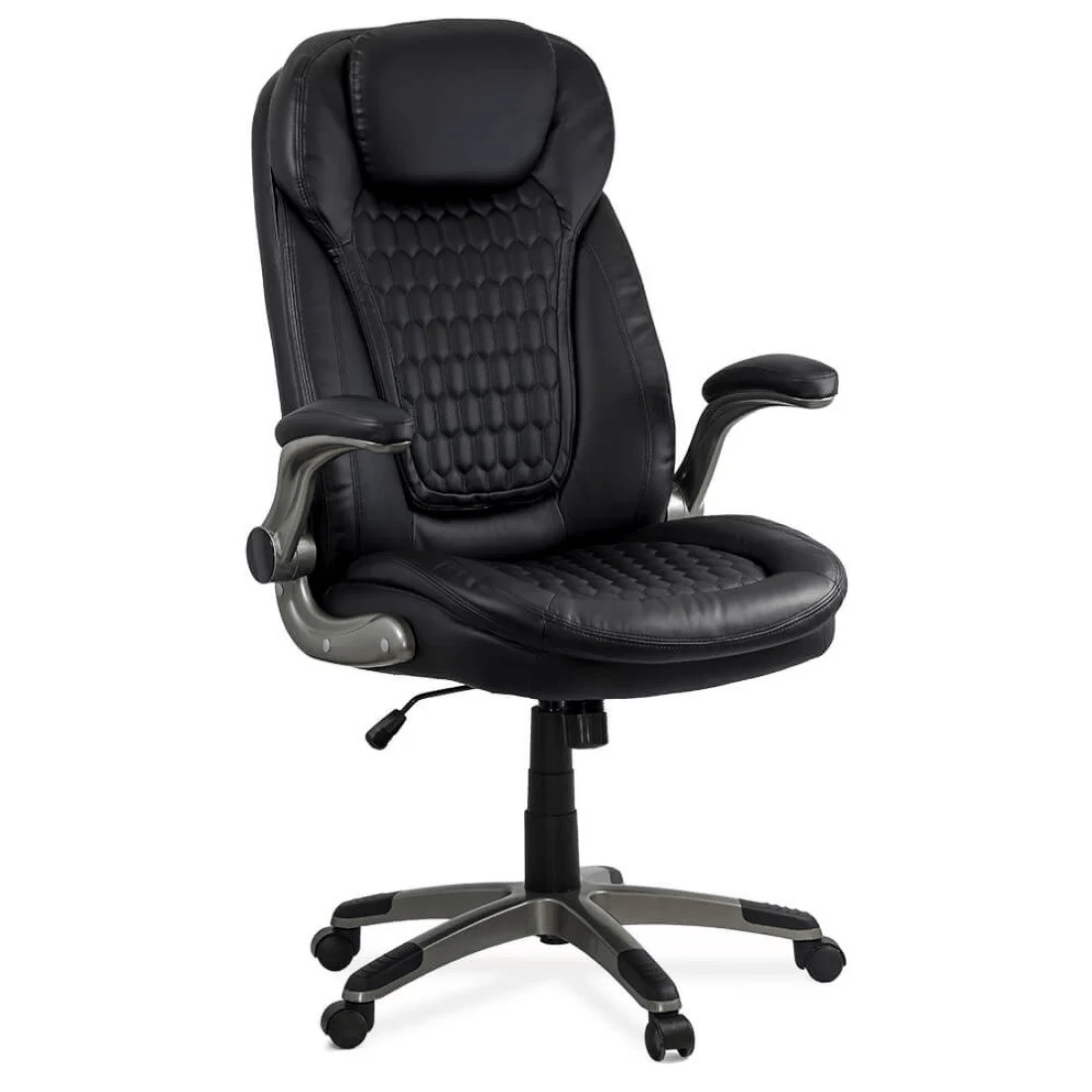 Scaun directorial piele negru 130 kg brate rabatabile OFF320 Hive