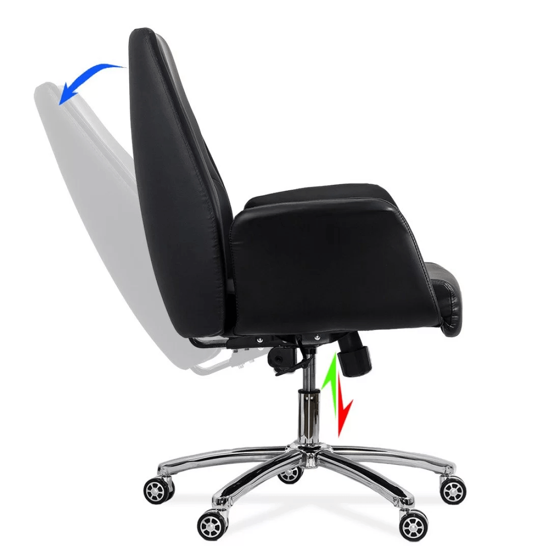 Scaun executiv negru piele reclinabil OFF800 Galaxy