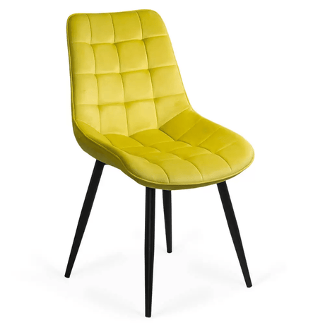 Scaun galben catifea cadru metalic negru BUC206 Cote D'Azur