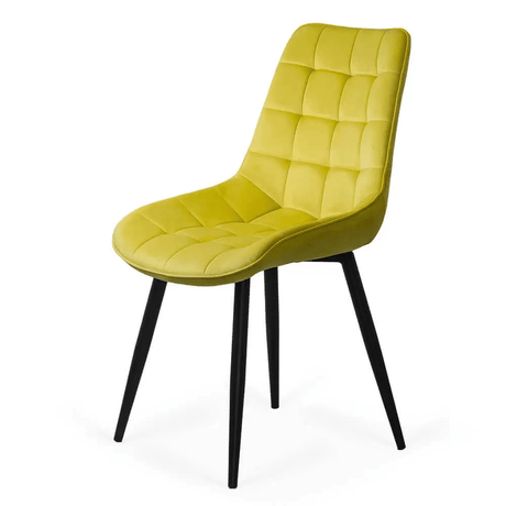 Scaun galben catifea cadru metalic negru BUC206 Cote D'Azur