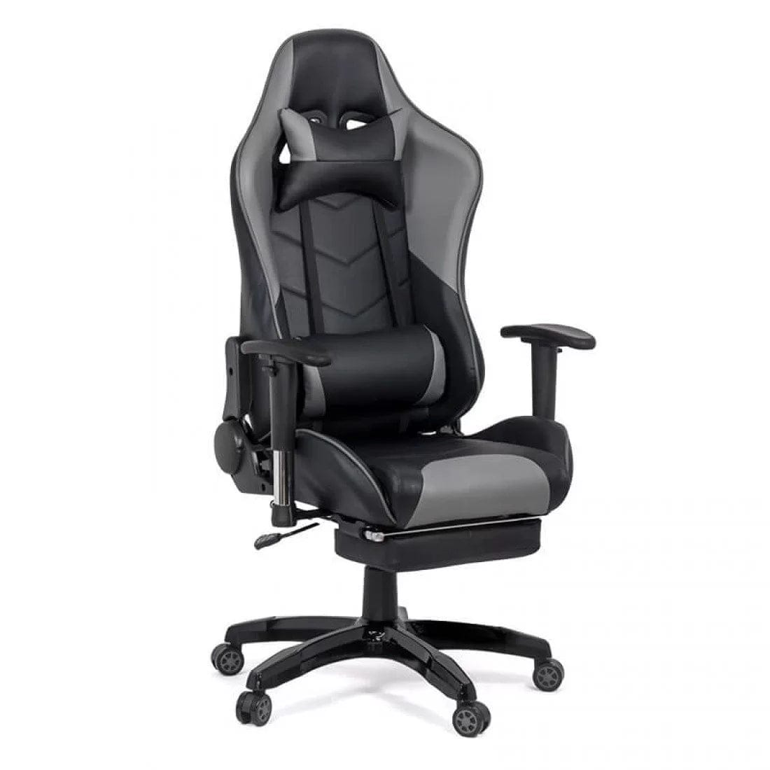 Scaun gaming piele brate reglabile perne lombare OFF306 Jet Max GRI INCHIS