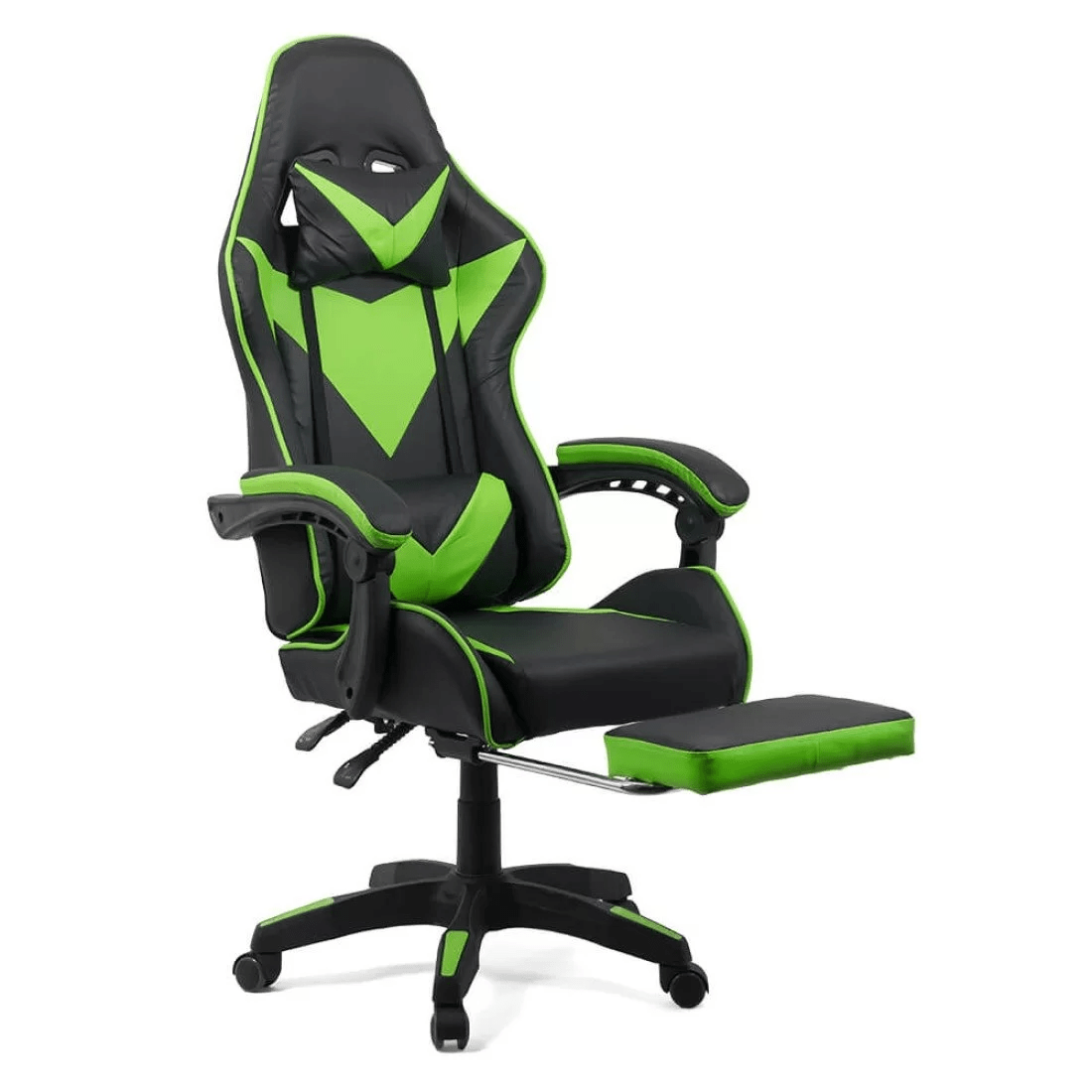 Scaun gaming verde negru piele relaxare OFF299 Thronus