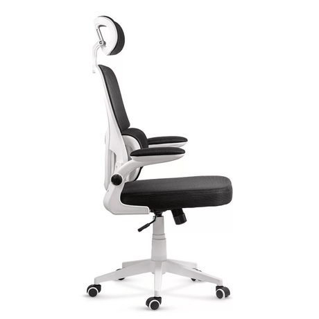 Scaun negru stofa cadru alb brate rabatabile OFF432 Artech