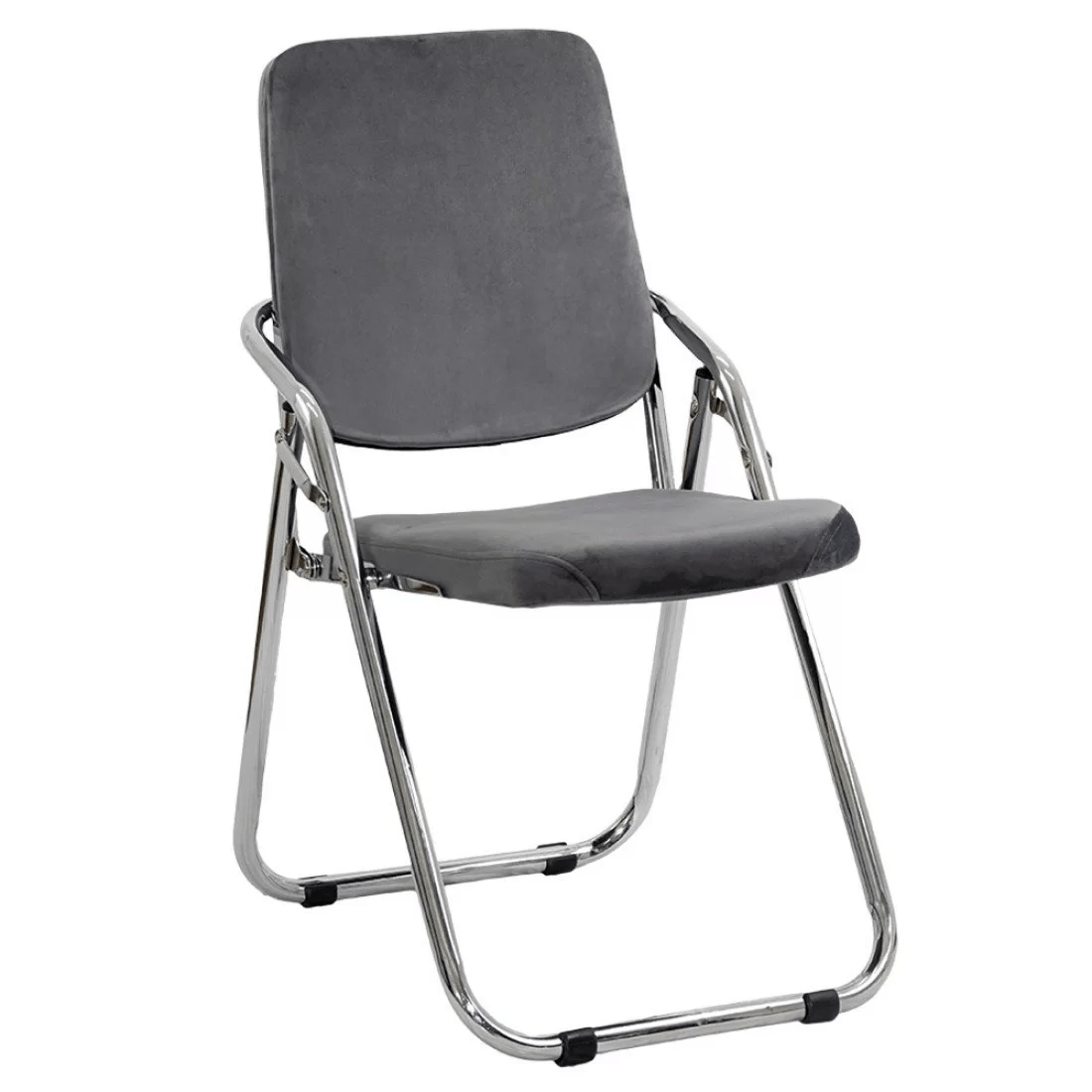 Scaun pliabil catifea cadru cromat HRC609 Astute GRI INCHIS