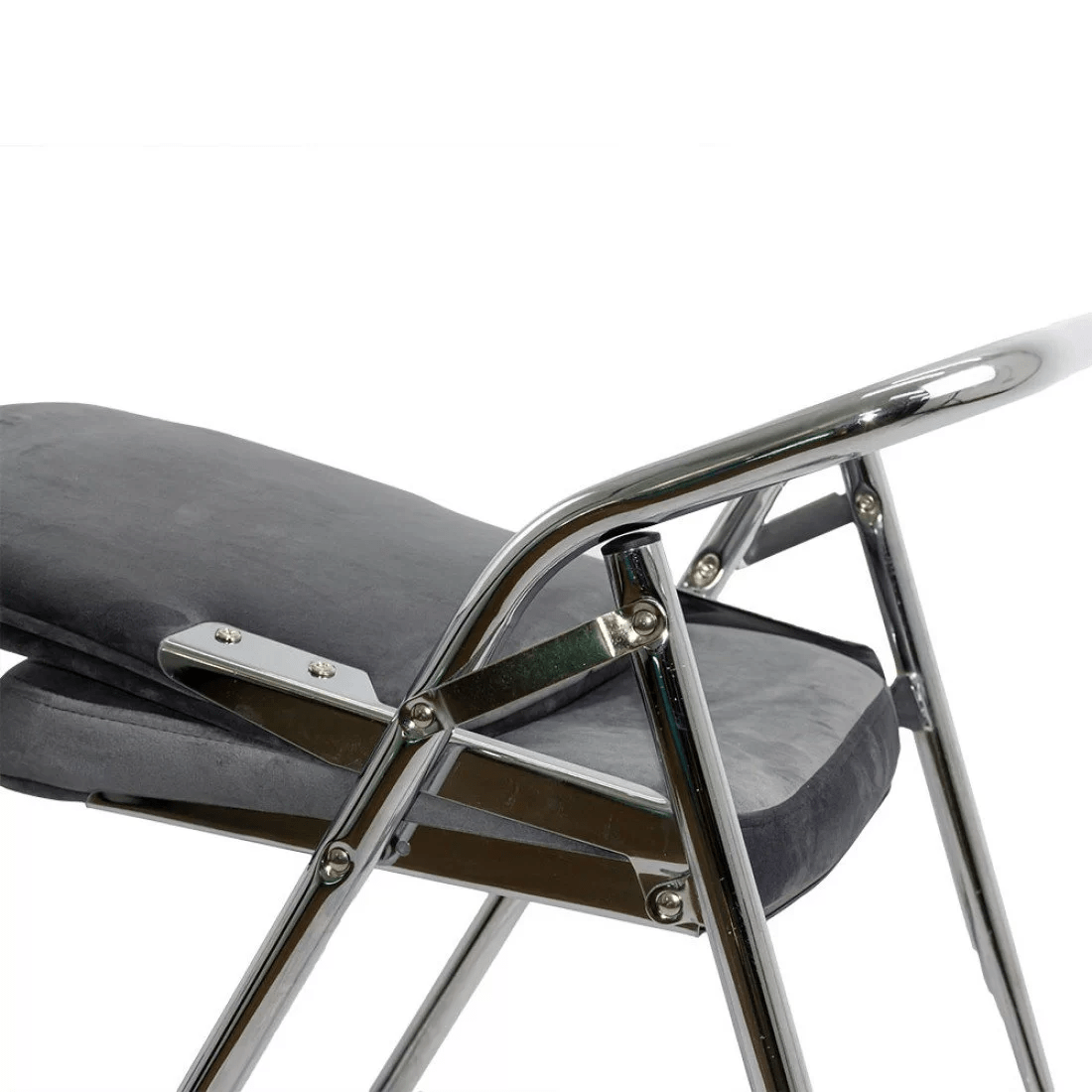 Scaun pliabil catifea cadru cromat HRC609 Astute GRI INCHIS