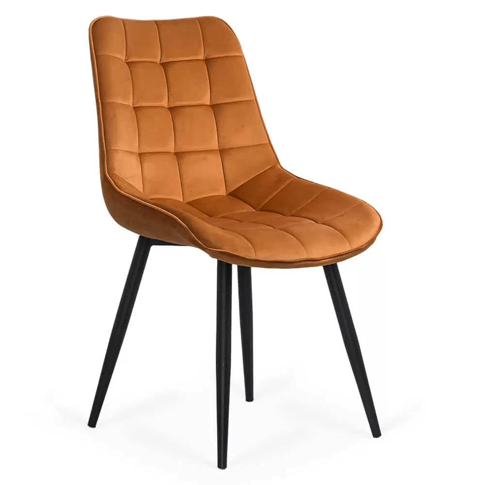 Scaun portocaliu catifea cadru metalic negru BUC206 Cote D'Azur