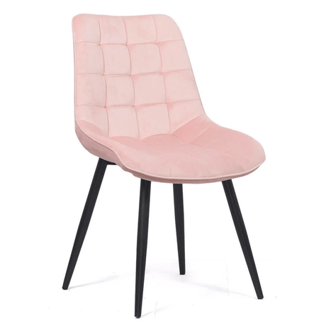 Scaun roz catifea cadru metalic negru BUC206 Cote D'Azur