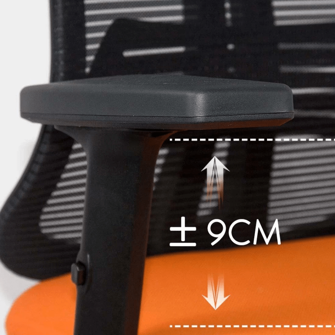 Scaun stofa portocaliu negru brate reglabile OFF402 Diversity