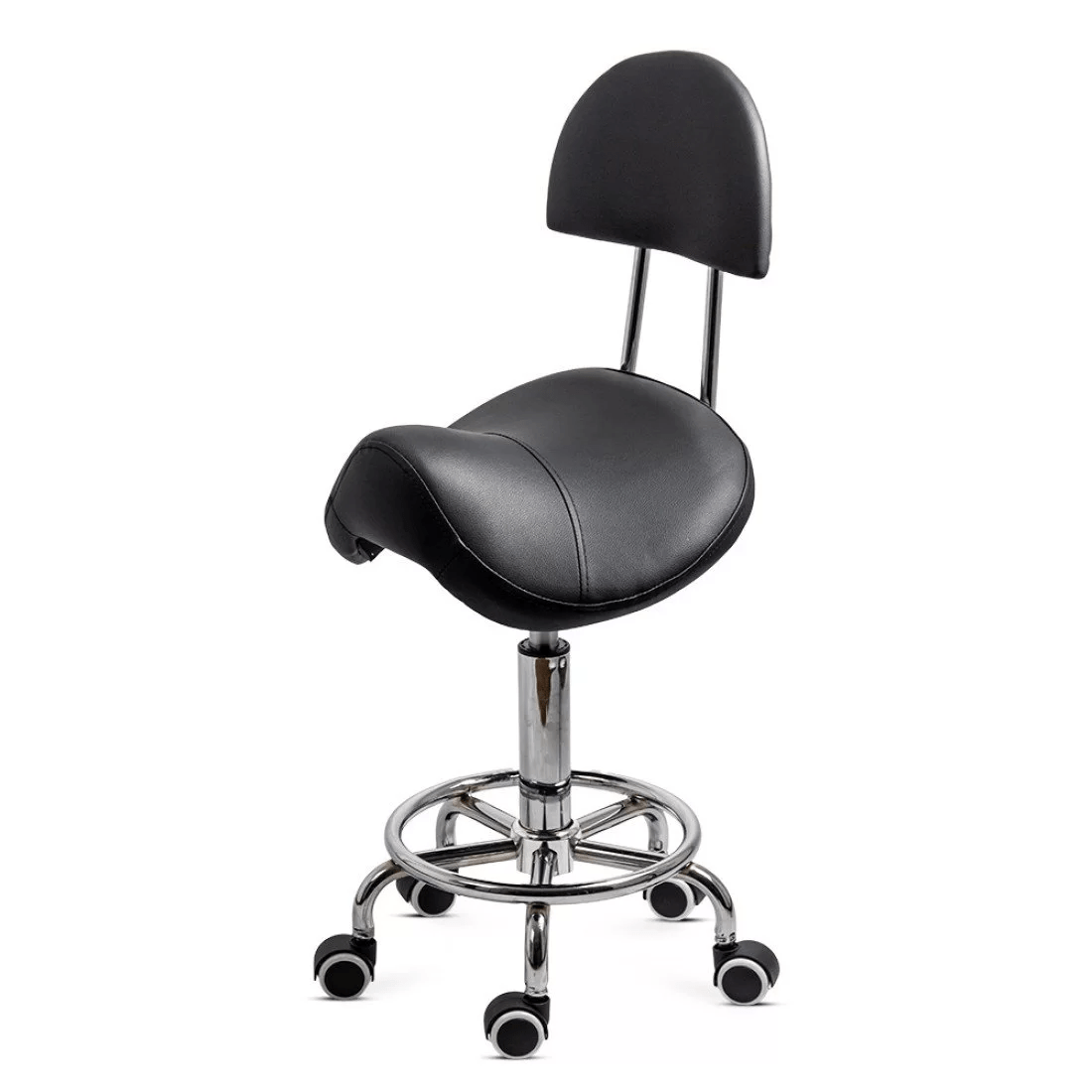 Scaun tehnic piele cadru cromat reglabil OFF1022 Rider NEGRU