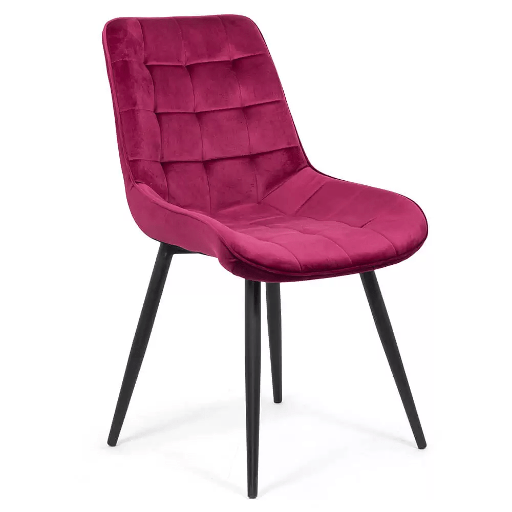 Scaun visiniu catifea cadru metalic negru BUC206 Cote D'Azur