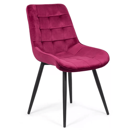 Scaun visiniu catifea cadru metalic negru BUC206 Cote D'Azur