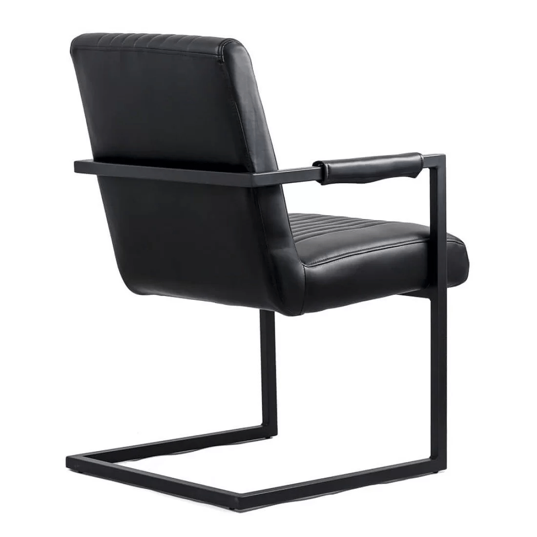 Scaun vizitatori negru piele cadru mat OFF834 Solitude
