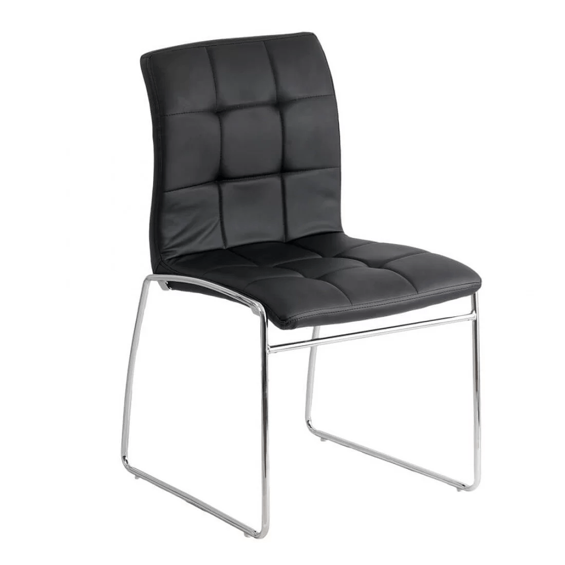 Scaun vizitatori piele cadru cromat HRC620 Workshop NEGRU