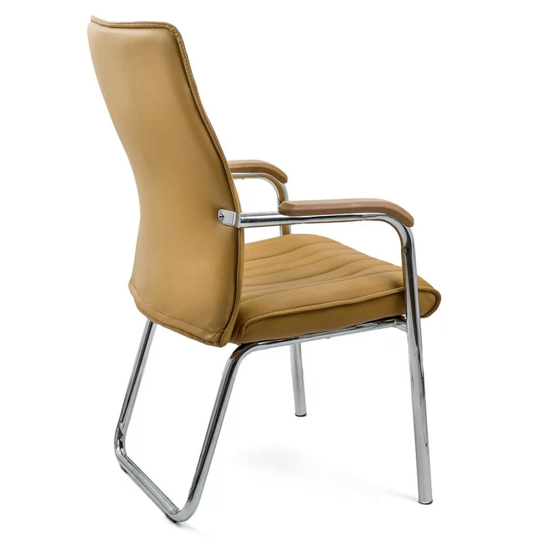 Scaune asteptare bej piele ecologica cadru cromat HRC614 Oslo Stripes