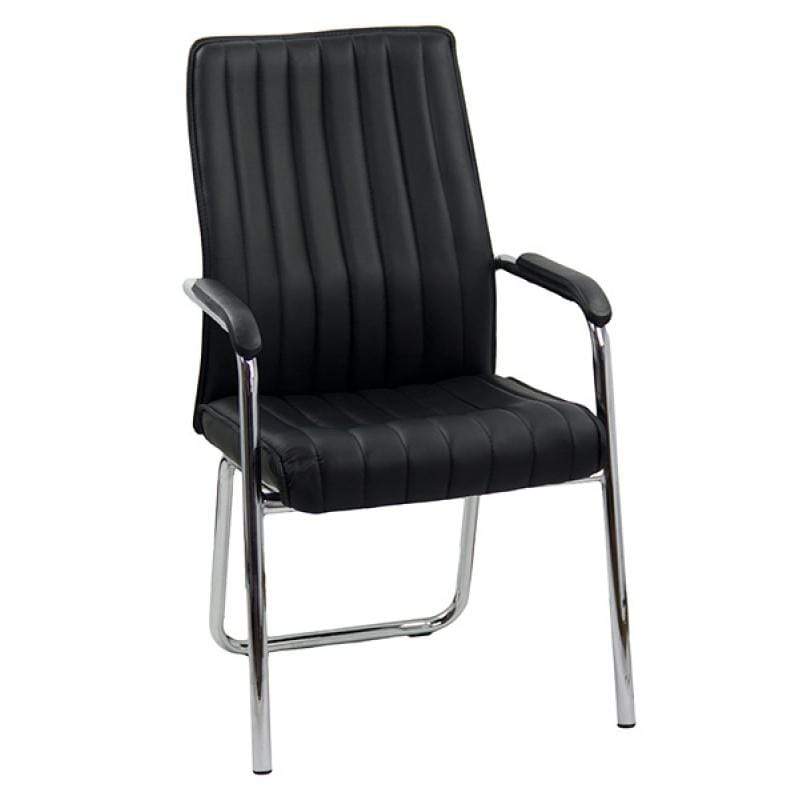 Scaune asteptare negre piele cadru cromat HRC614 Oslo Stripes