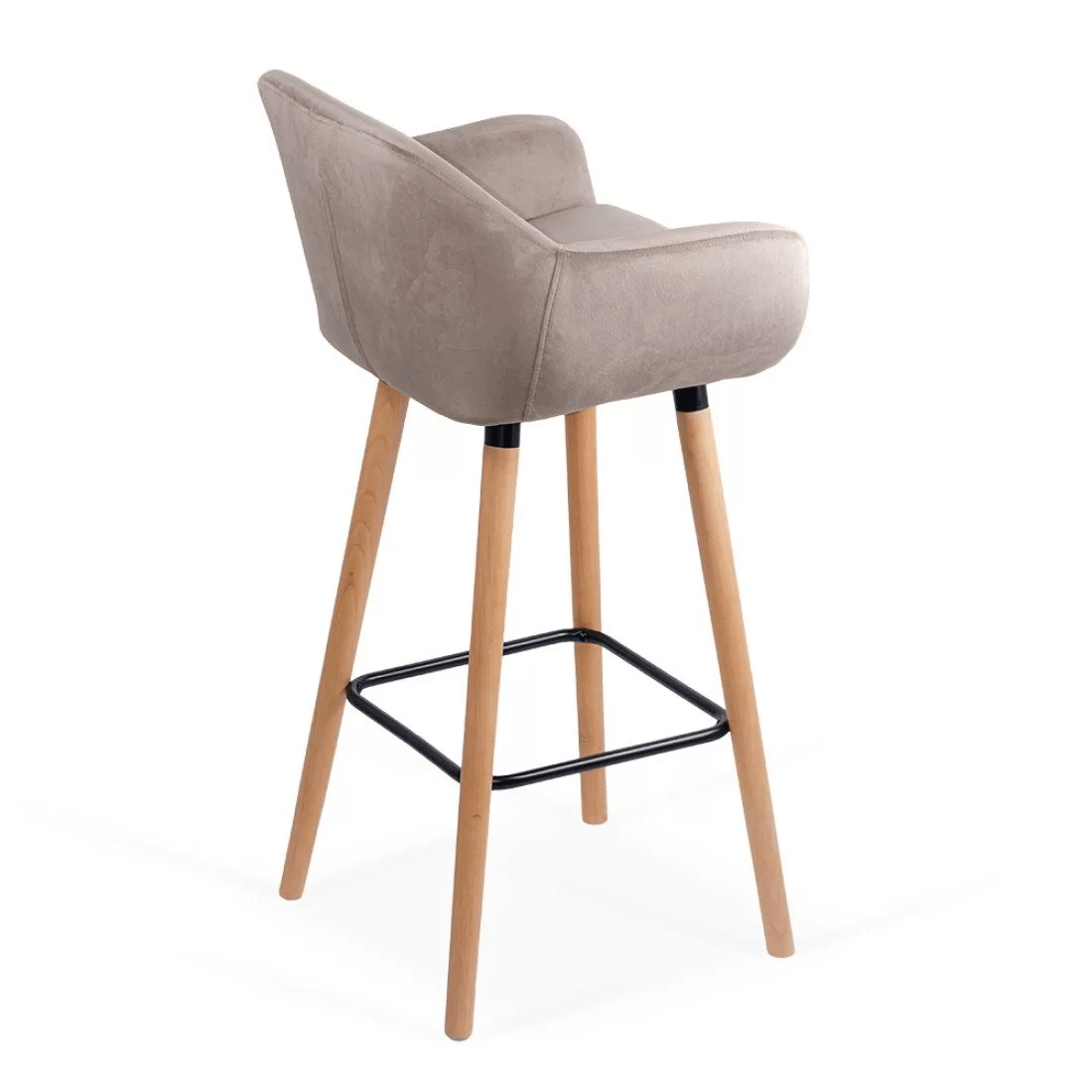 Scaun bar catifea picioare lemn sezut lavabil ABS1271 Studio