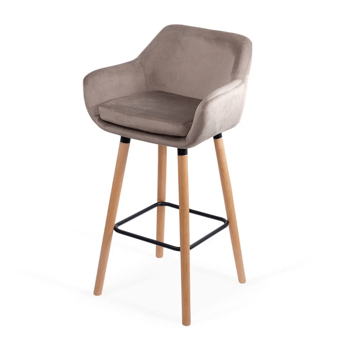 Scaun bar catifea picioare lemn sezut lavabil ABS1271 Studio