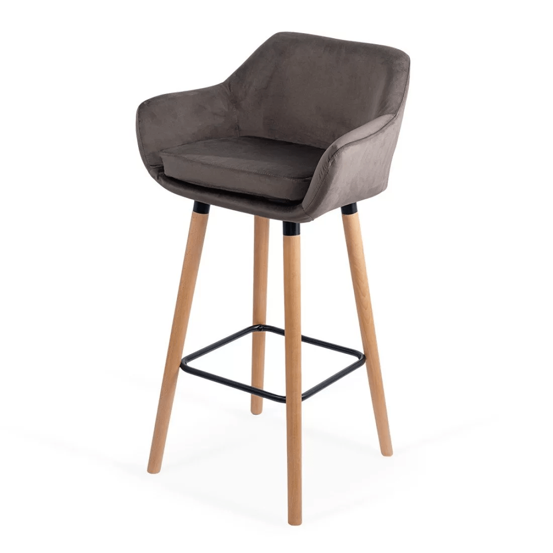 Scaun bar catifea picioare lemn sezut lavabil ABS1271 Studio