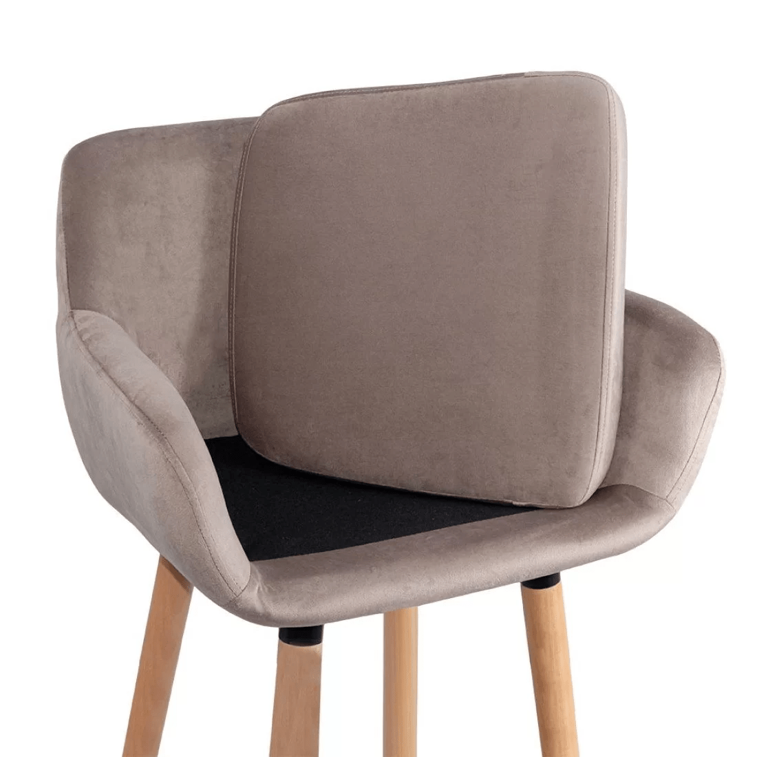 Scaun bar catifea picioare lemn sezut lavabil ABS1271 Studio