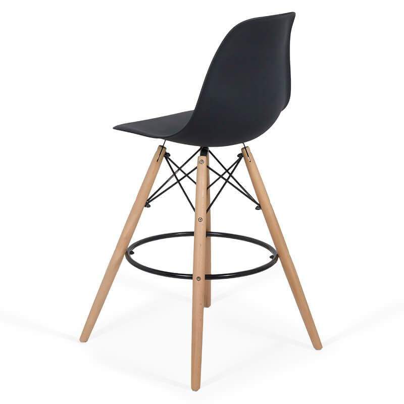 Scaun bar plastic picioare lemn ABS139 Scandinavian Leaf