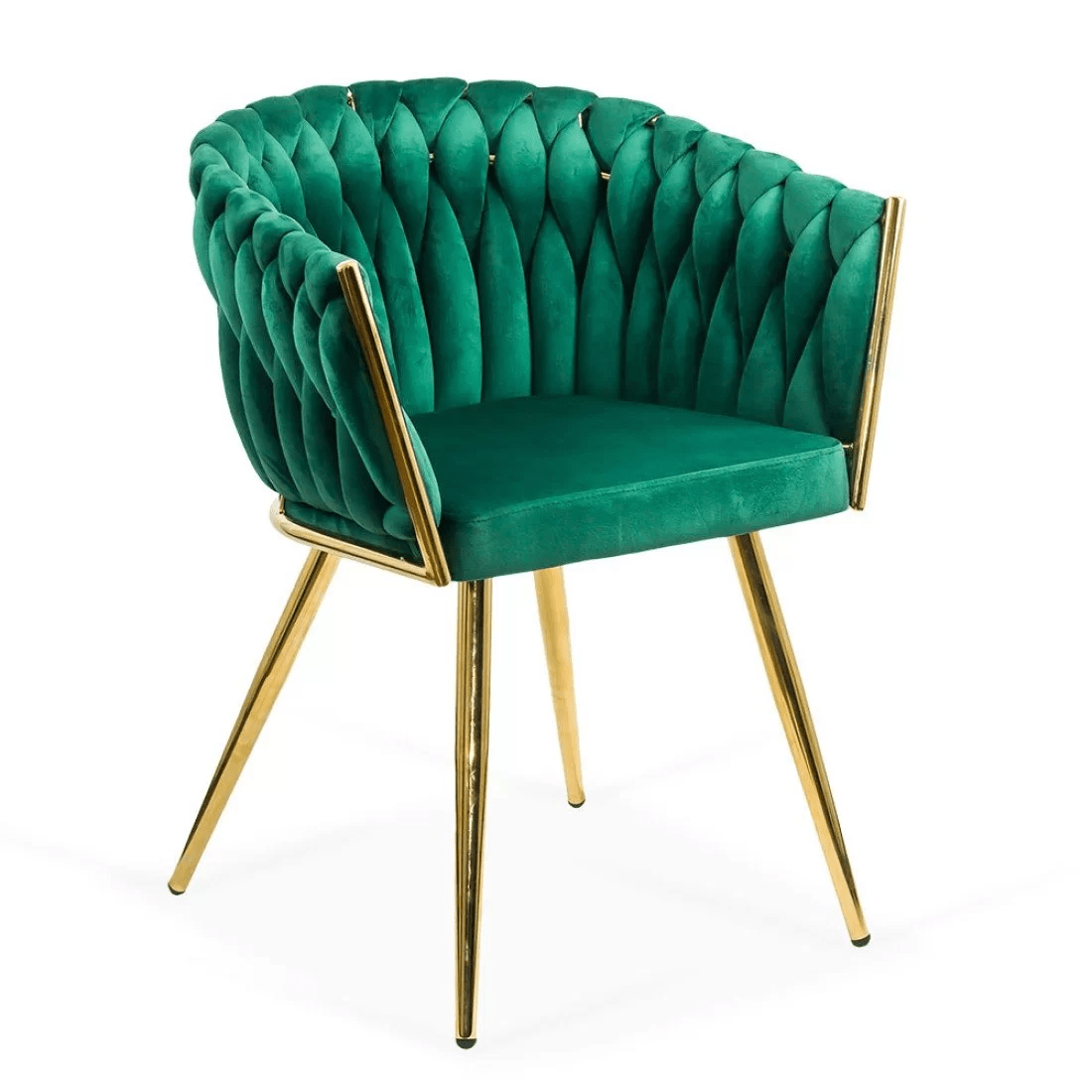 Scaun living catifea buretat cadru metalic auriu BUC261 Lyre VERDE INCHIS