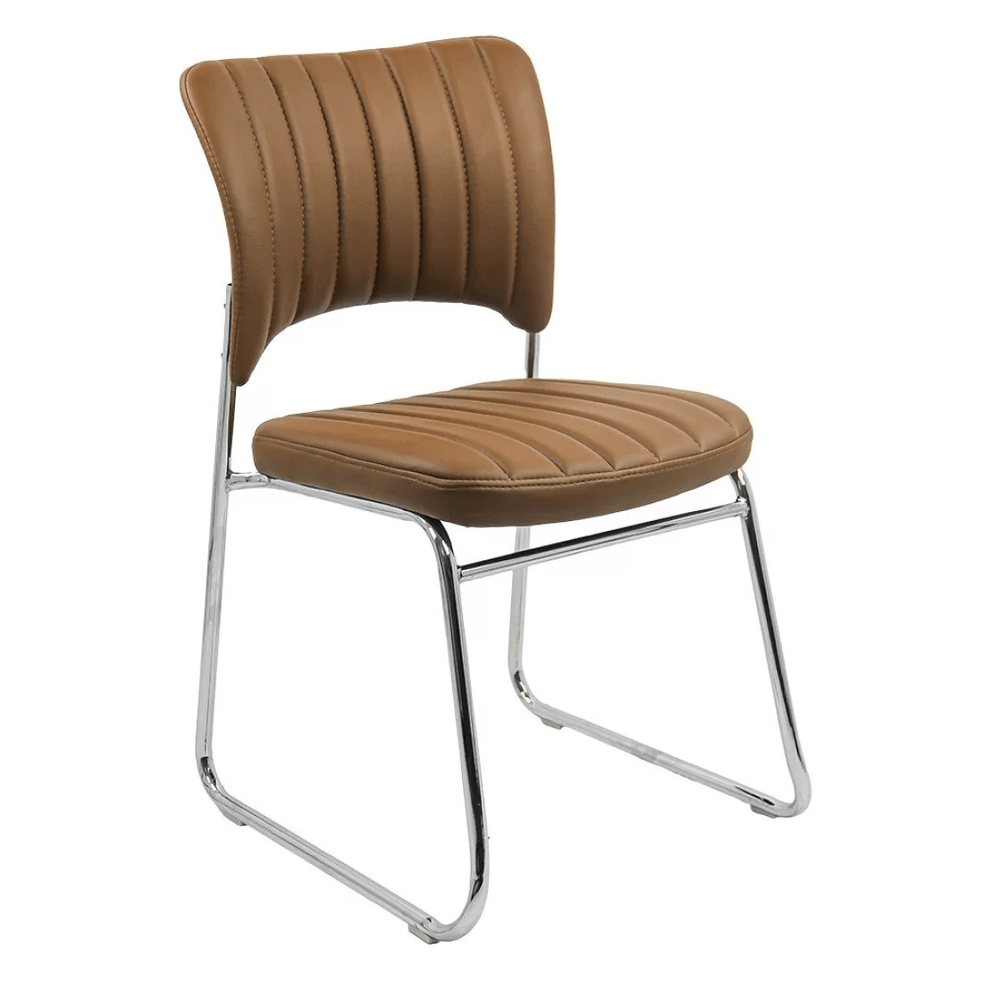 Scaune conferinta maro piele ecologica cadru cromat HRC613 Enjoy
