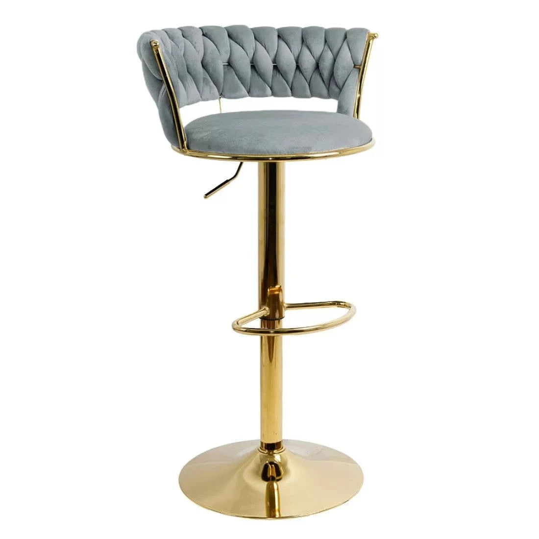 Scaun bar catifea cadru auriu ajustabil ABS118 Cloudberry GRI DESCHIS