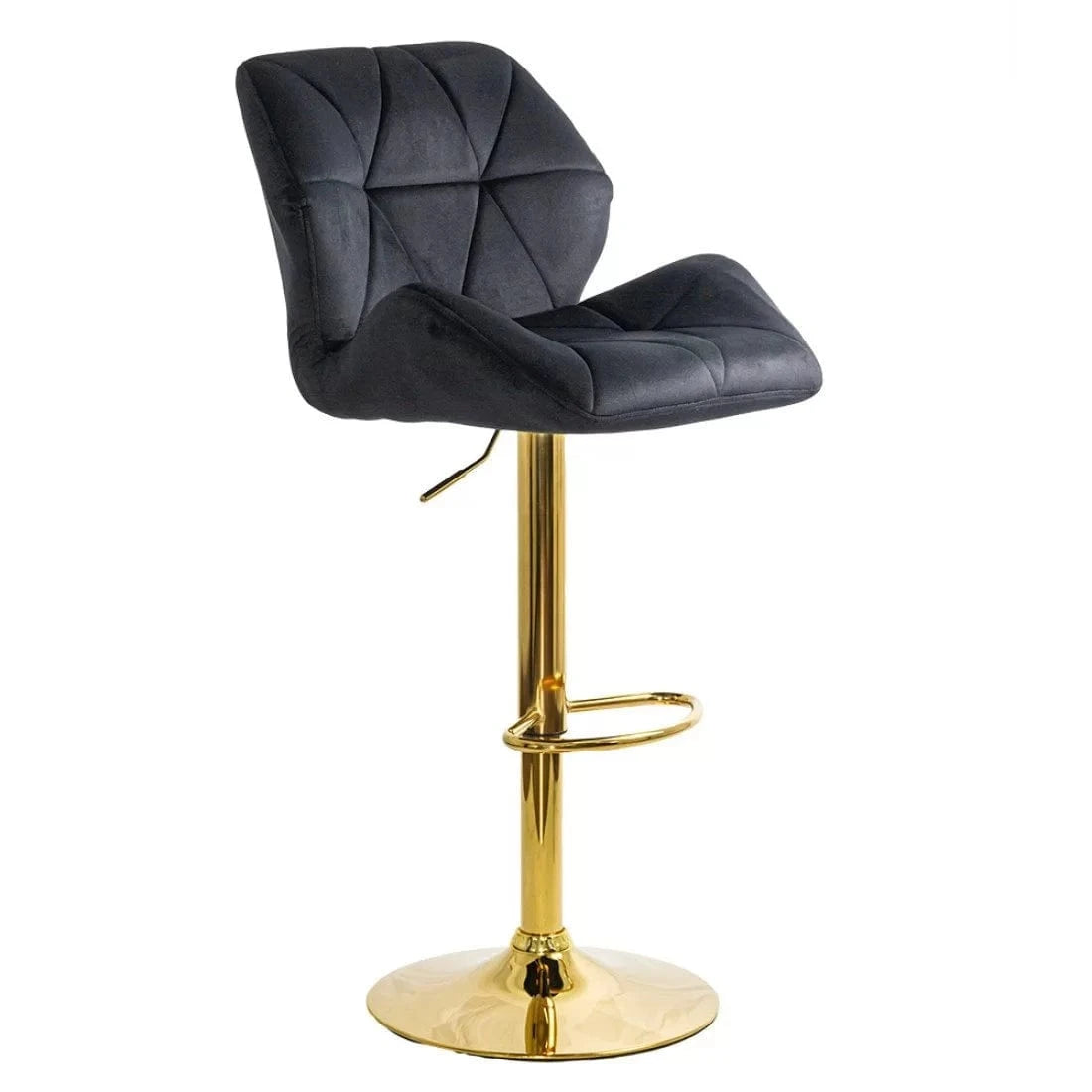 Scaun bar catifea cadru auriu reglabil ABS148 Diamond Ray NEGRU