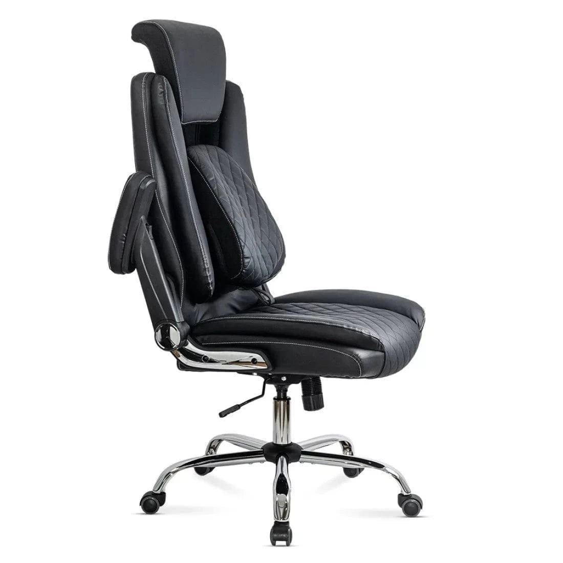 Scaun birou piele brate rabatabile reglaje lux OFF651 Onyx NEGRU