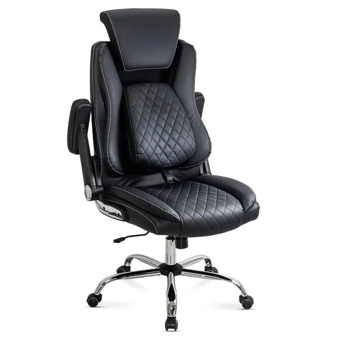 Scaun birou piele brate rabatabile reglaje lux OFF651 Onyx NEGRU