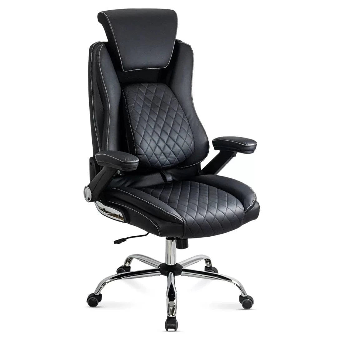 Scaun birou piele brate rabatabile reglaje lux OFF651 Onyx NEGRU