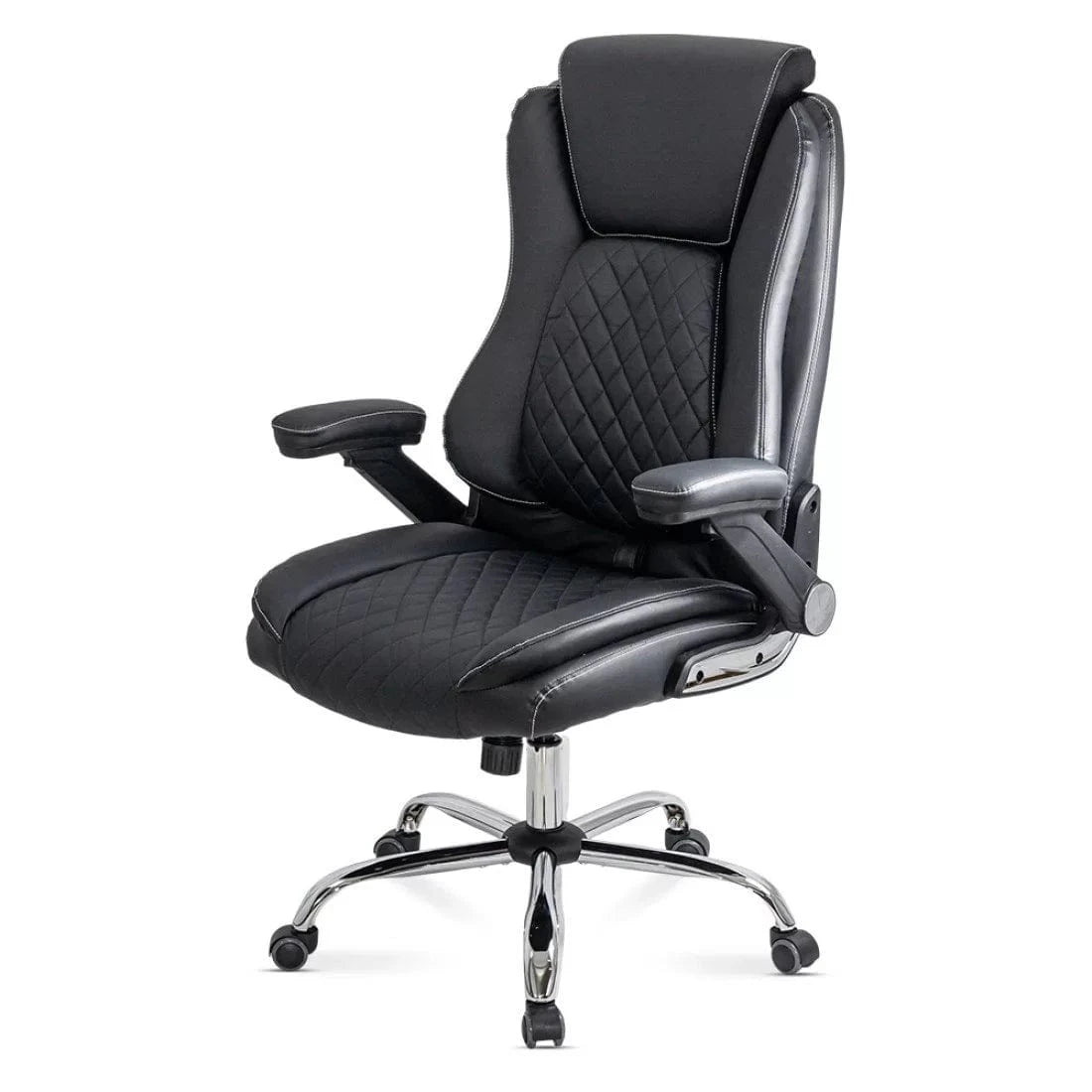 Scaun birou piele brate rabatabile reglaje lux OFF651 Onyx NEGRU