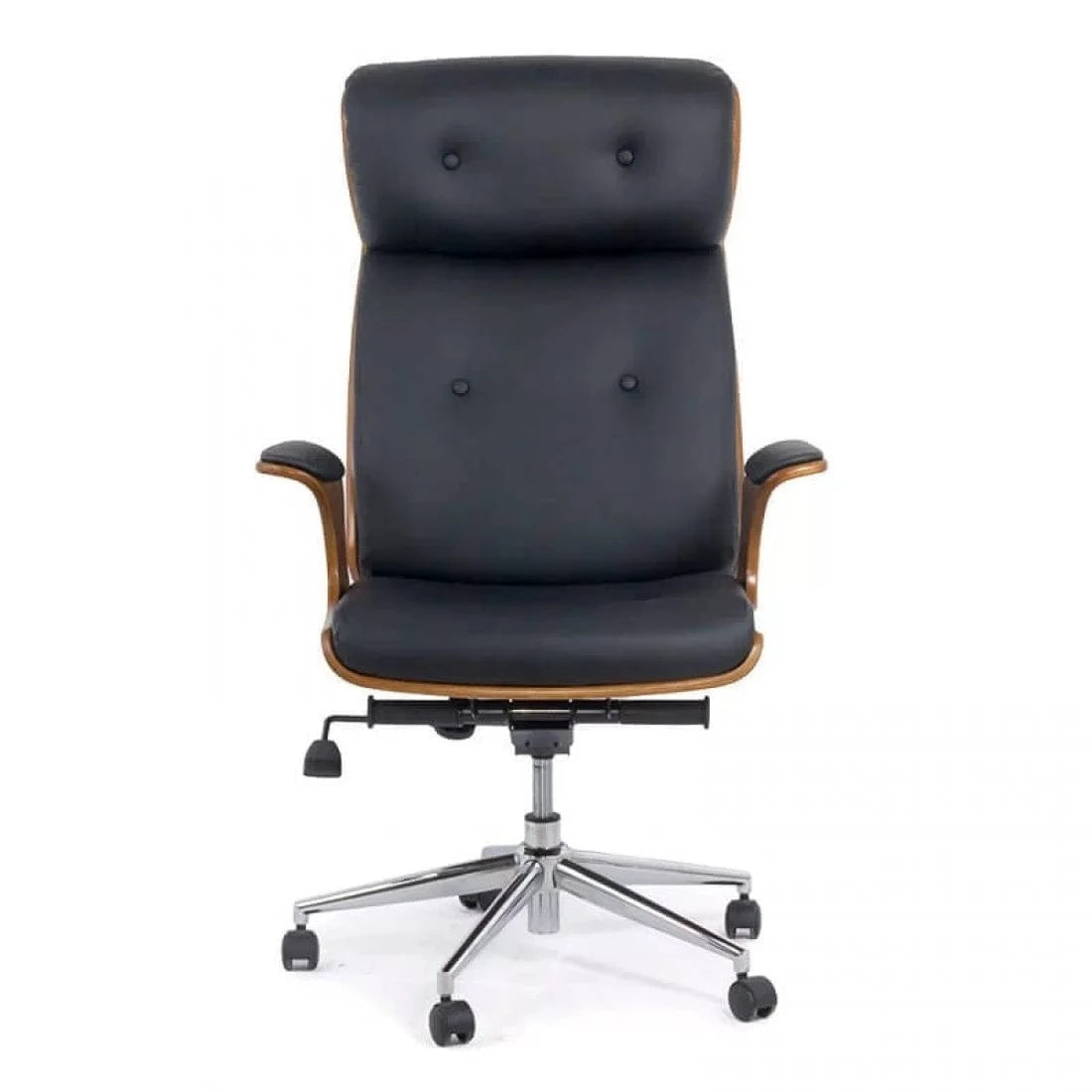 Scaun birou piele lemn cadru otel reglabil OFF1608 Magister NEGRU