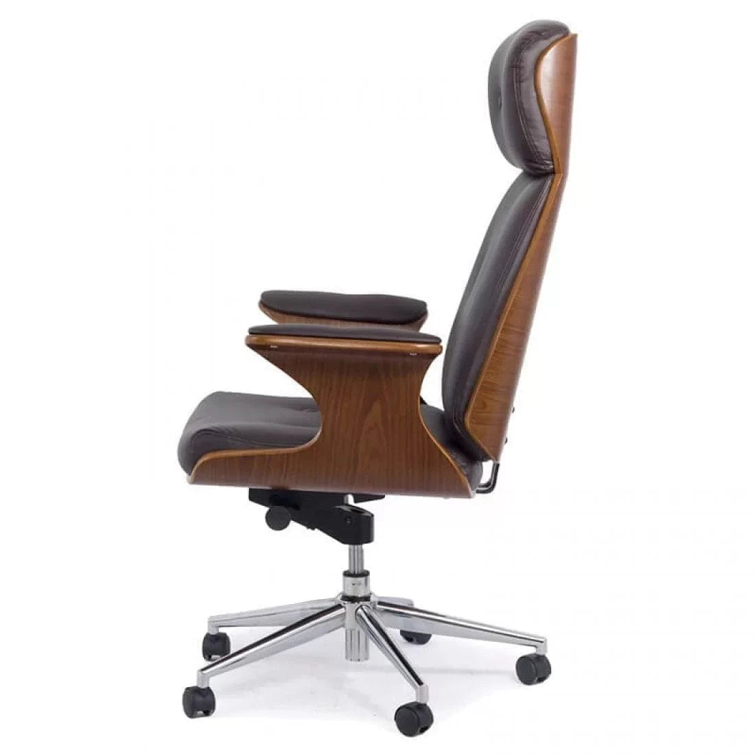 Scaun birou piele lemn cadru otel reglabil OFF1608 Magister NEGRU