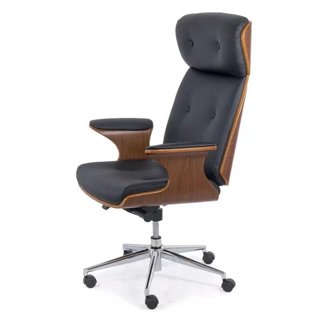 Scaun birou piele lemn cadru otel reglabil OFF1608 Magister NEGRU