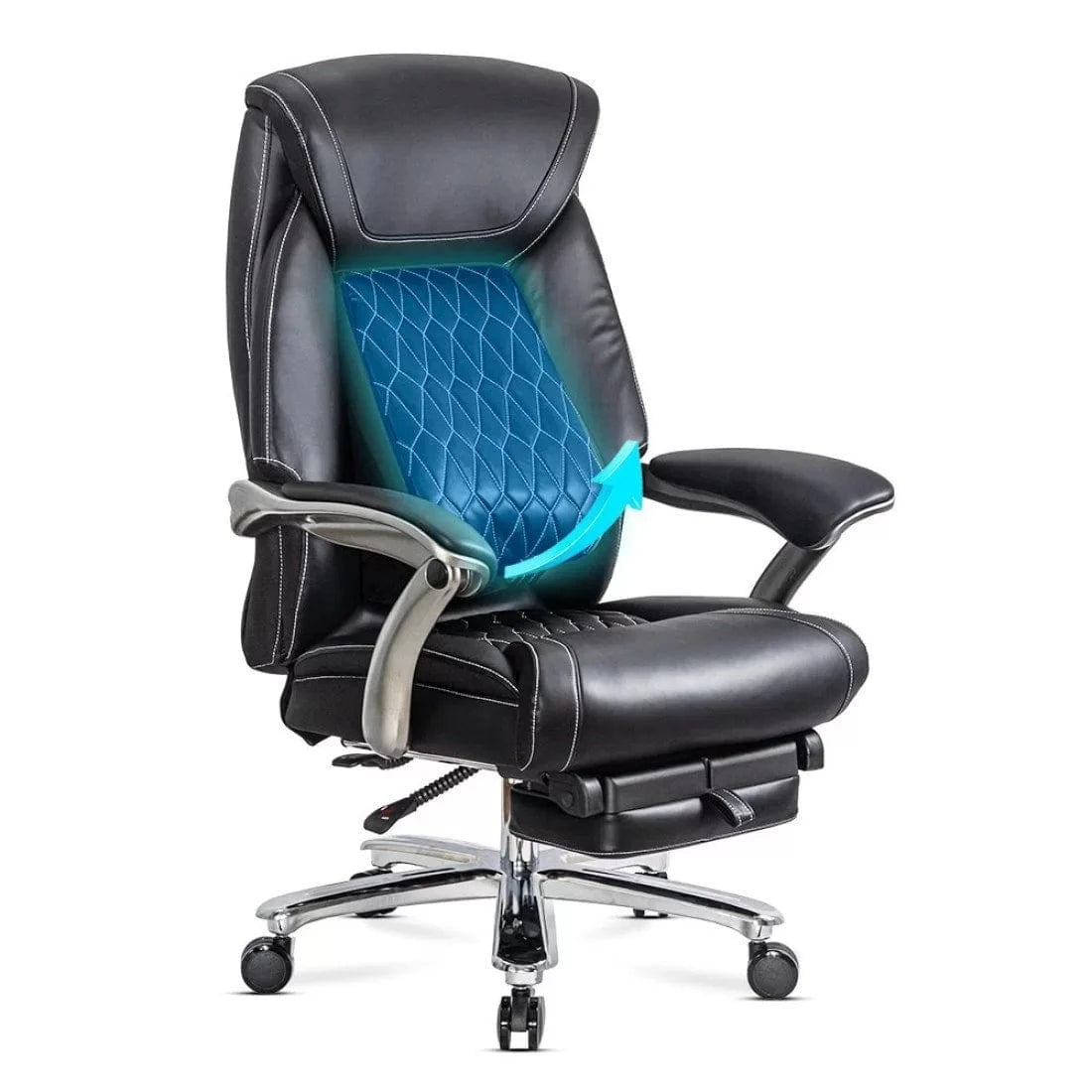 Scaun birou piele relaxare cadru otel 150 kg OFF950 Avi NEGRU