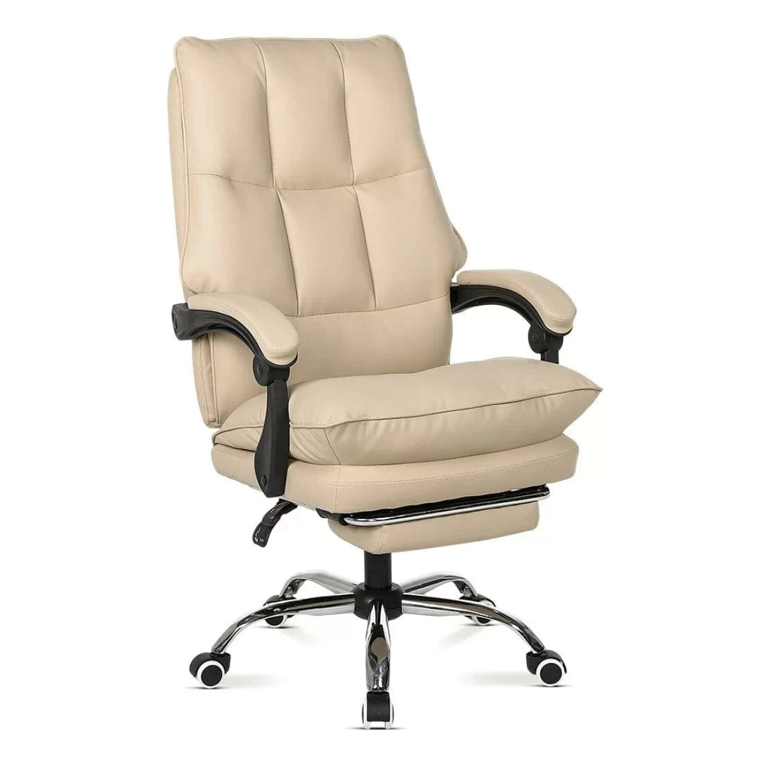 Scaun birou relaxare piele rabatabil cadru otel OFF417 Elada BEJ