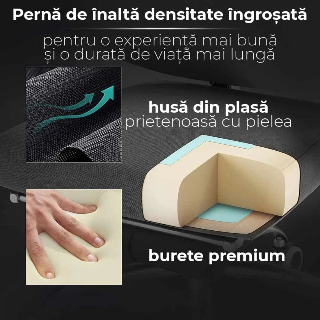 Scaun birou stofa extensibil reclinabil 135 grade OFF420 ProDynamix NEGRU