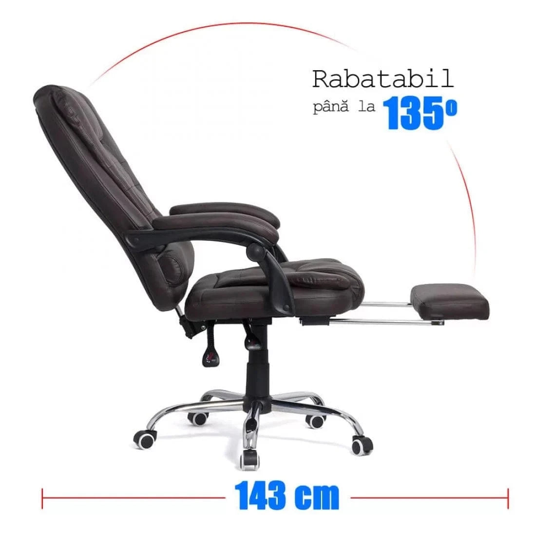 Scaun de birou extensibil rabatabil 135 grade piele OFF418 Relax Max