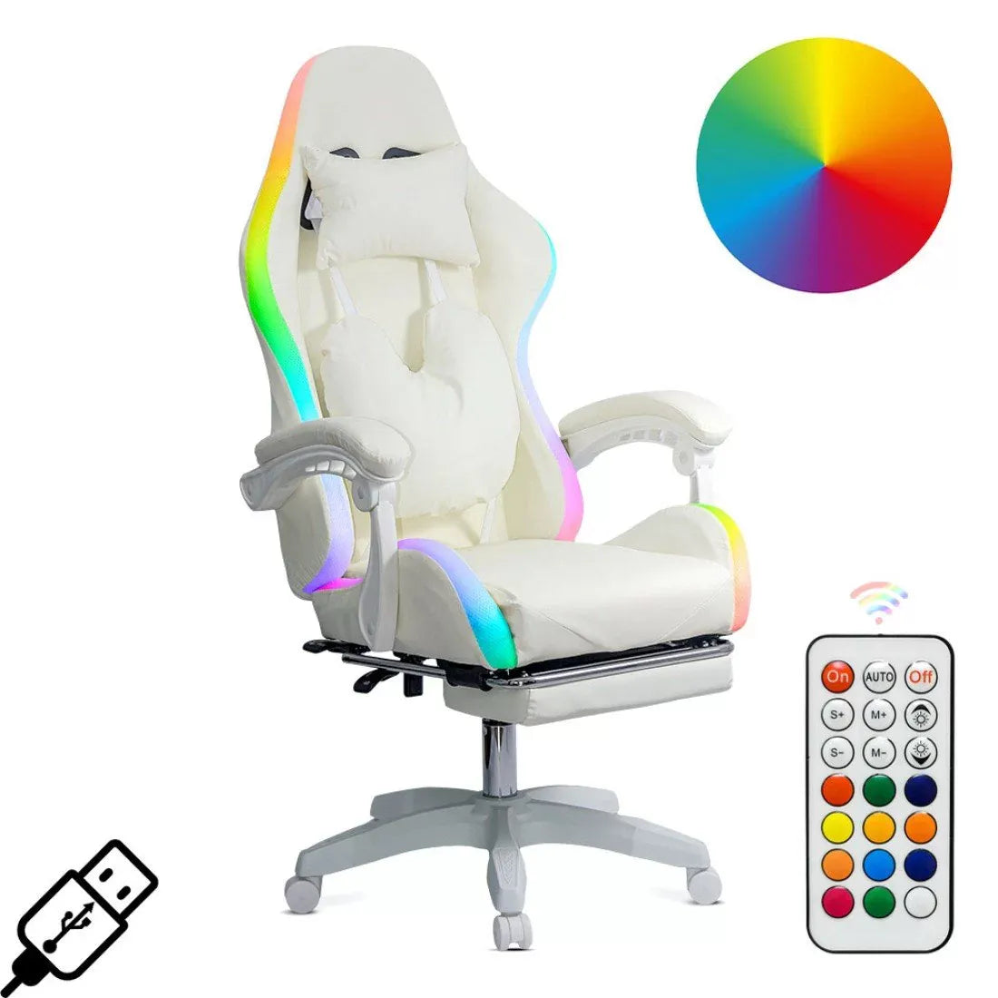 Scaun gaming multicolor piele rabatabil led RGB OFF298 Anime CREM