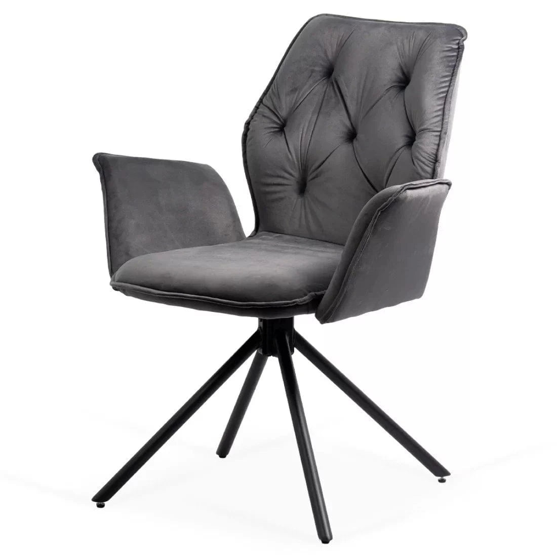 Scaun catifea rotativ cadru metalic negru BUC0224 Chester