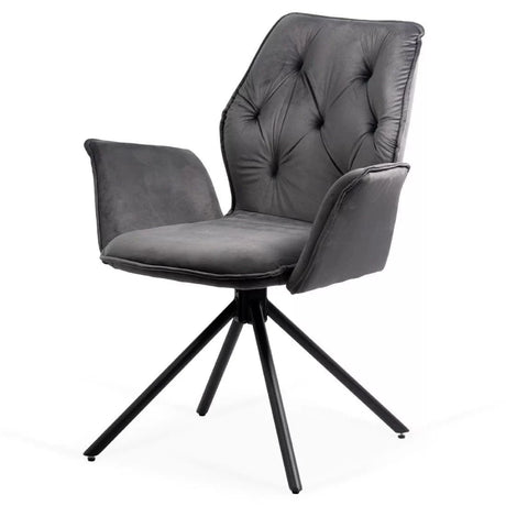 Scaun catifea rotativ cadru metalic negru BUC0224 Chester