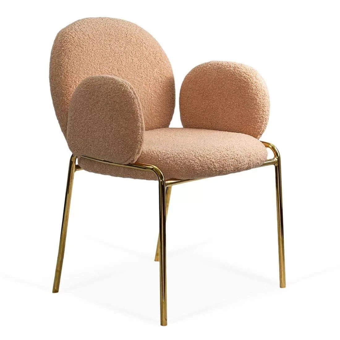 Scaun dining stofa buretat cadru metalic auriu BUC282 Rizz BEJ