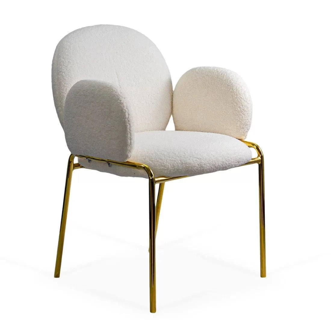 Scaun dining stofa buretat cadru metalic auriu BUC282 Rizz CREM