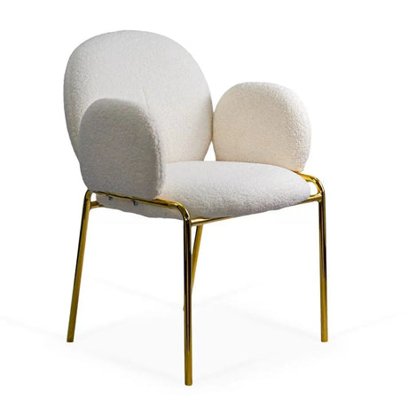 Scaun dining stofa buretat cadru metalic auriu BUC282 Rizz CREM